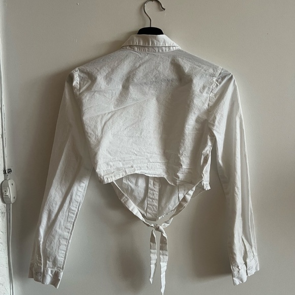 White crop chemise with tie detail - Picture 4 of 5